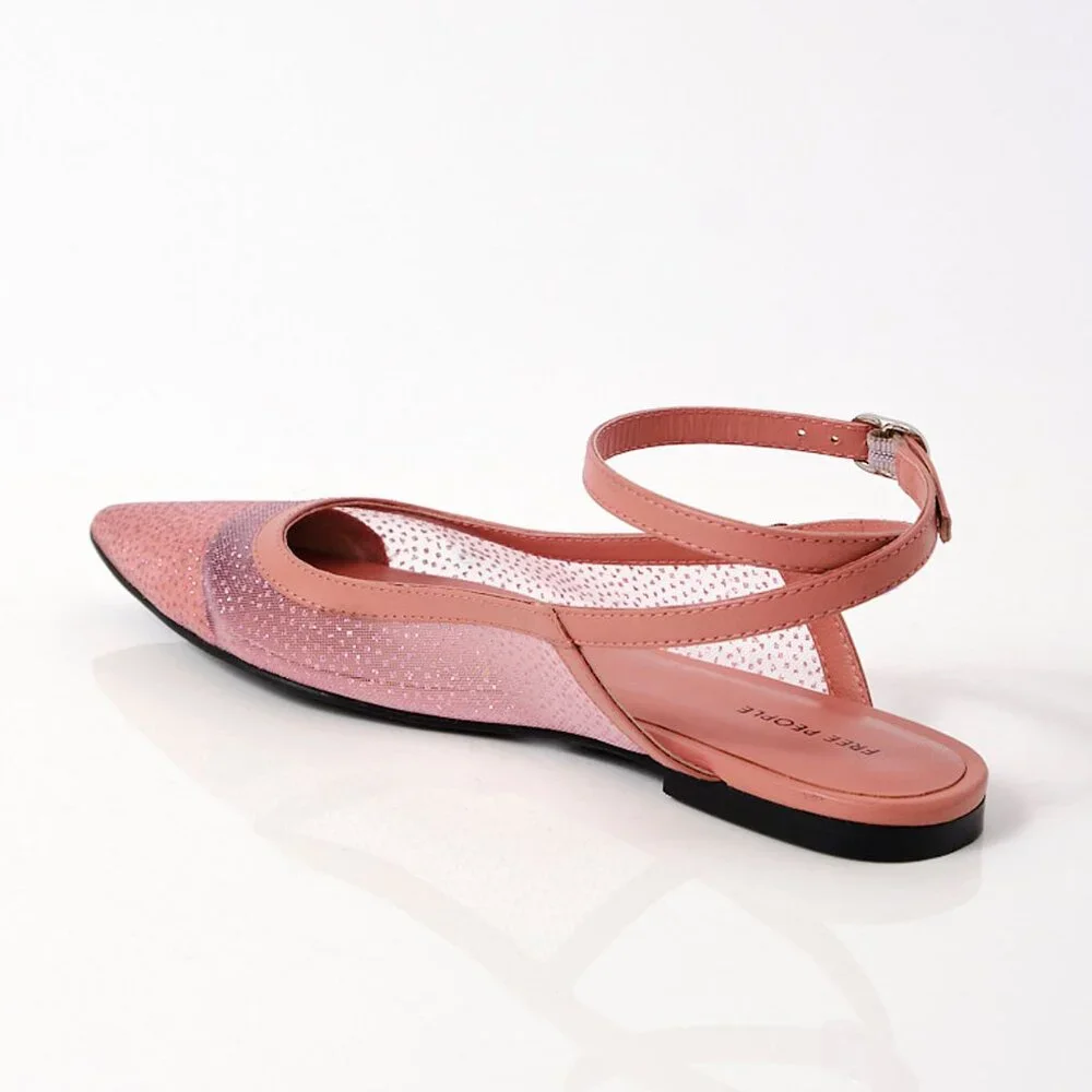 🎉LAST CHANCE🎉 FREE PEOPLE Sheer Glitter Jules Flats / Cloud Pink - Picture 5 of 10